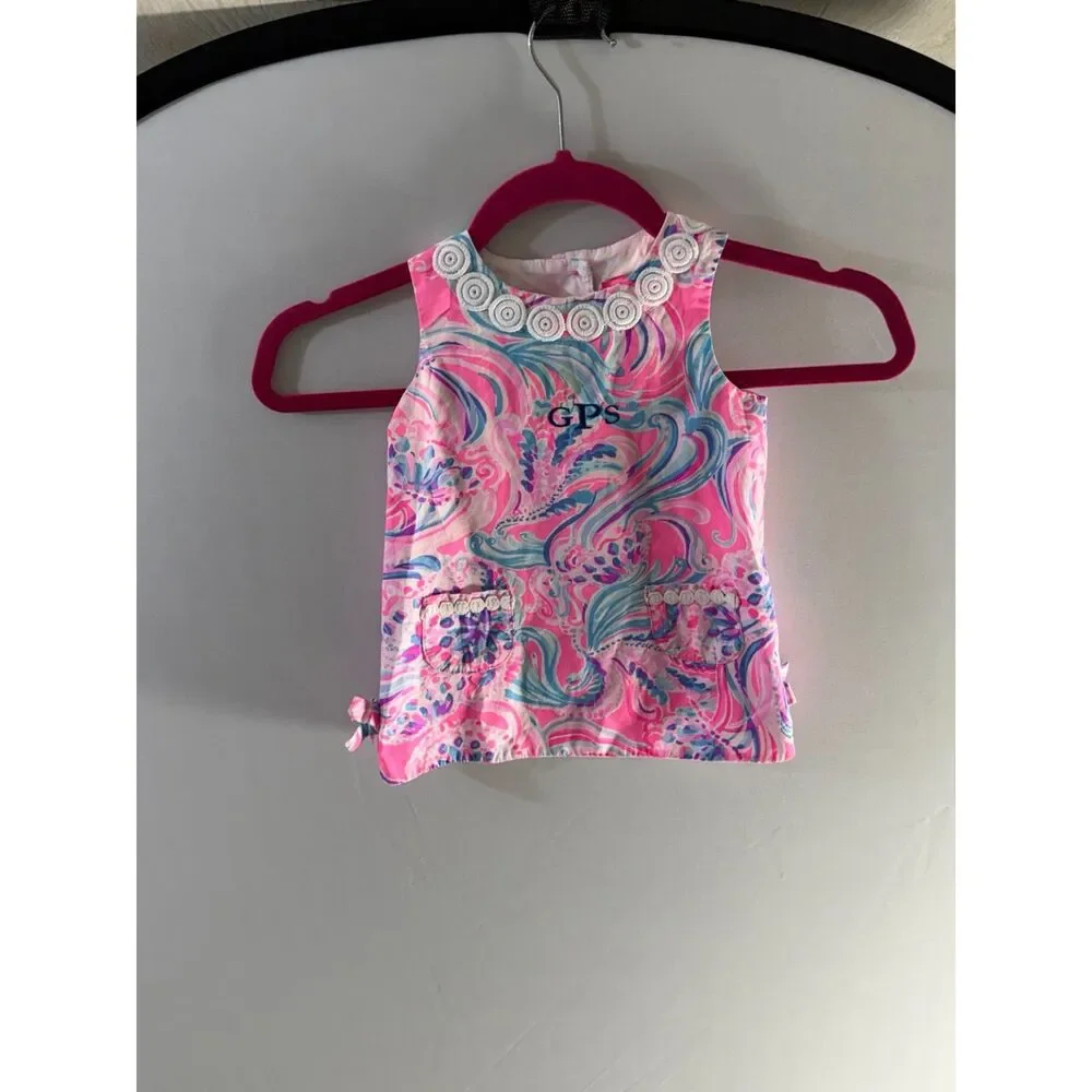 Lilly Pulitzer Baby Girls 18-24M Pink Tropical Tunic Top Monogrammed